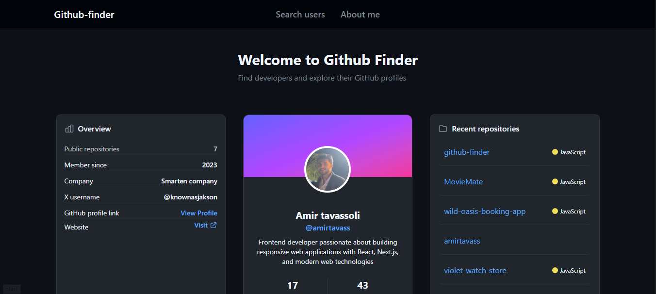 GitHub Finder screenshot